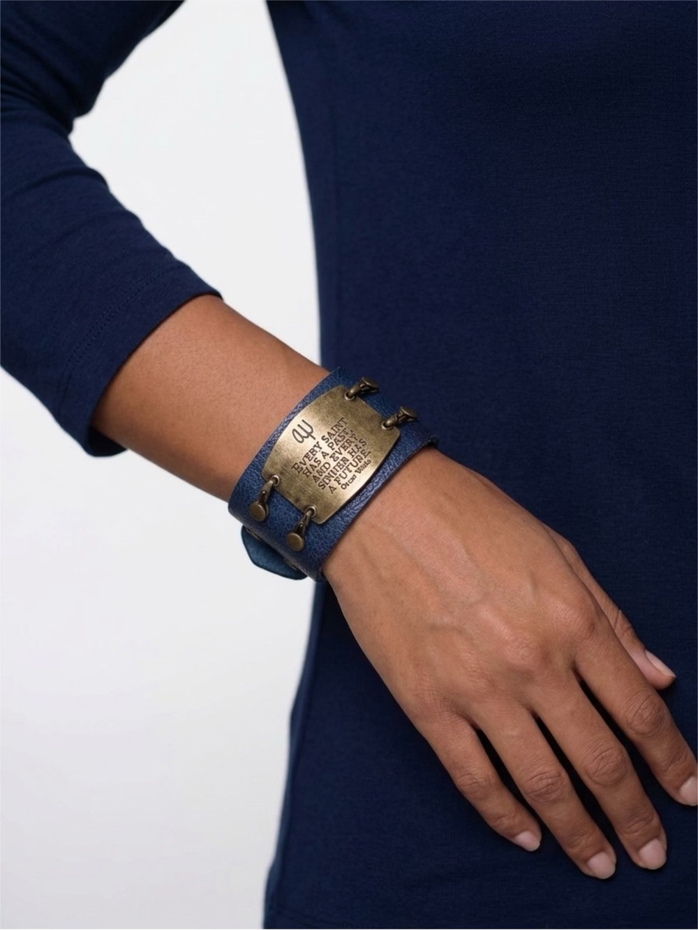 Lenny And Eva Mix & Match Leather Cuff Bracelet And Removable Plate Oscar Wilde
